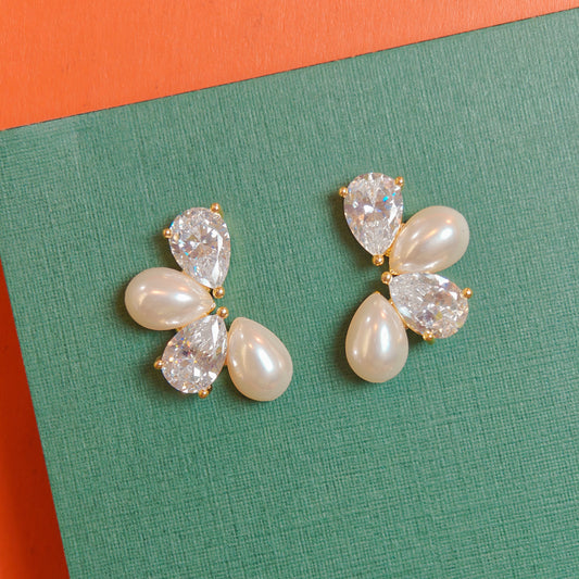 Pearl Drop Cuff Earrings